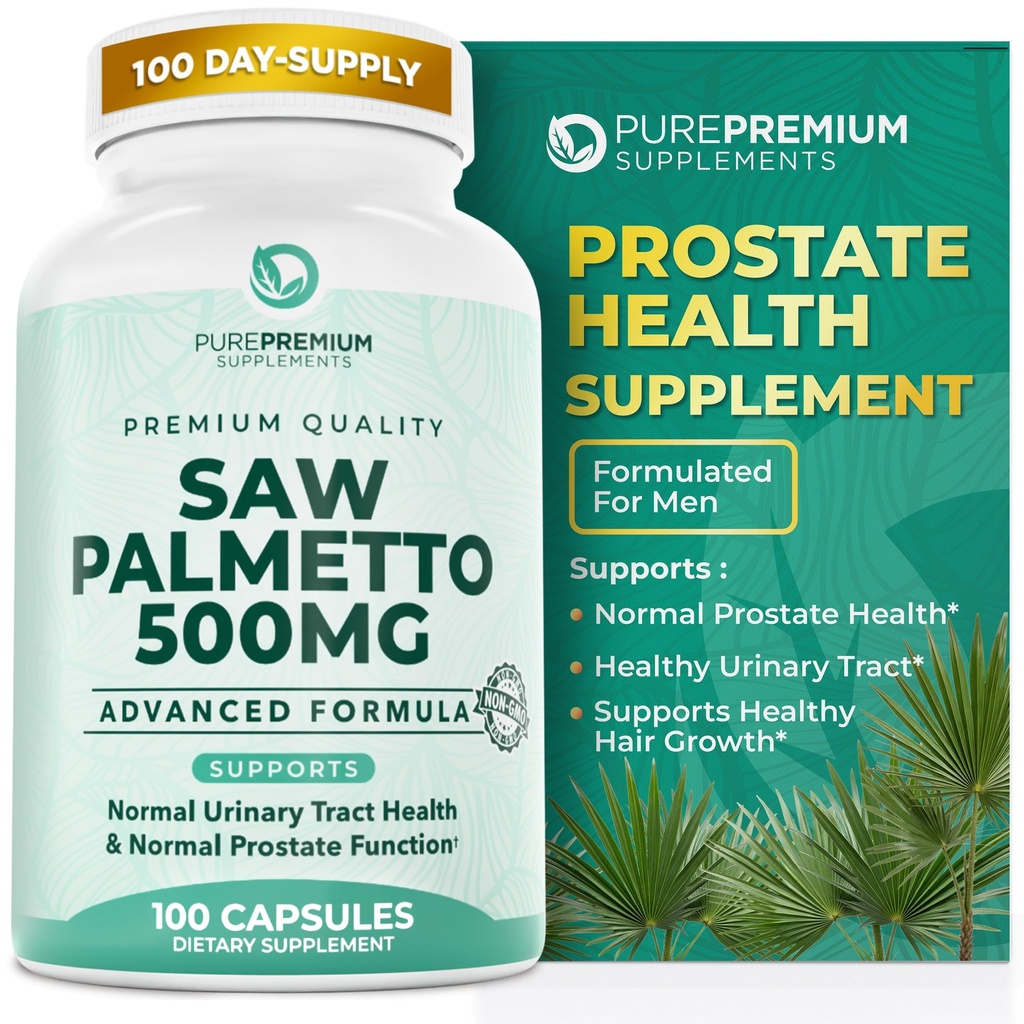 PurePremium Saw Palmetto 500 mg za moške/ženske – največja moč žaga Palmetto Extract  Tablete