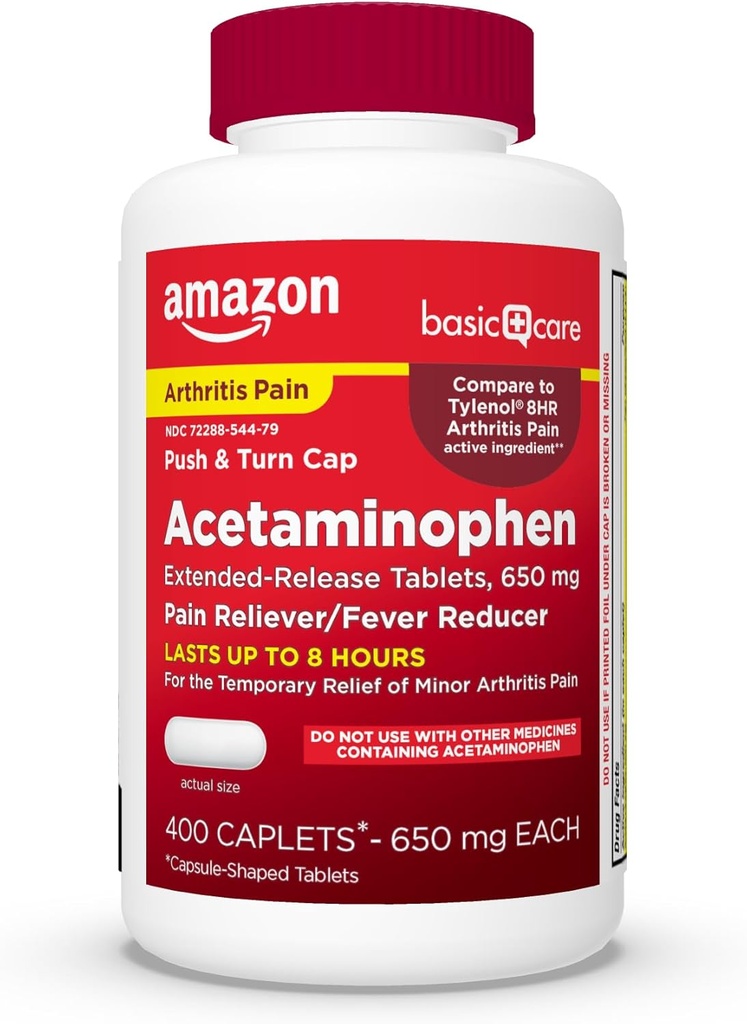 Basic Care Acetaminofen Razširjene- Release tablete, 650 mg, Artritis bolečine, 400 število