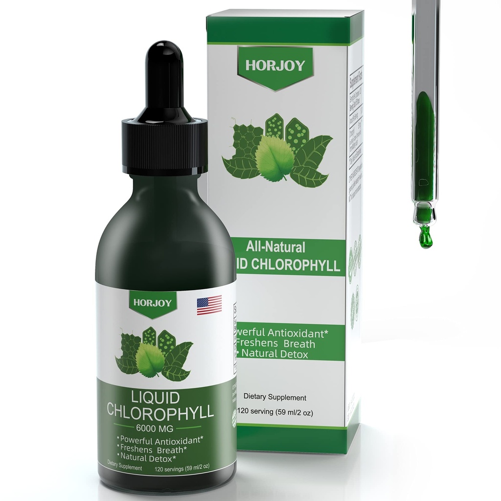 Klorofil Tekoče kapljice - 100% naravni energijski ojačevalec in imunske podpore - notranji deodorant in detoks - Višinska bolezen Relief - hitra absorpcija, Vegan & Non-GMO - 120 Serving (Pack po 1)