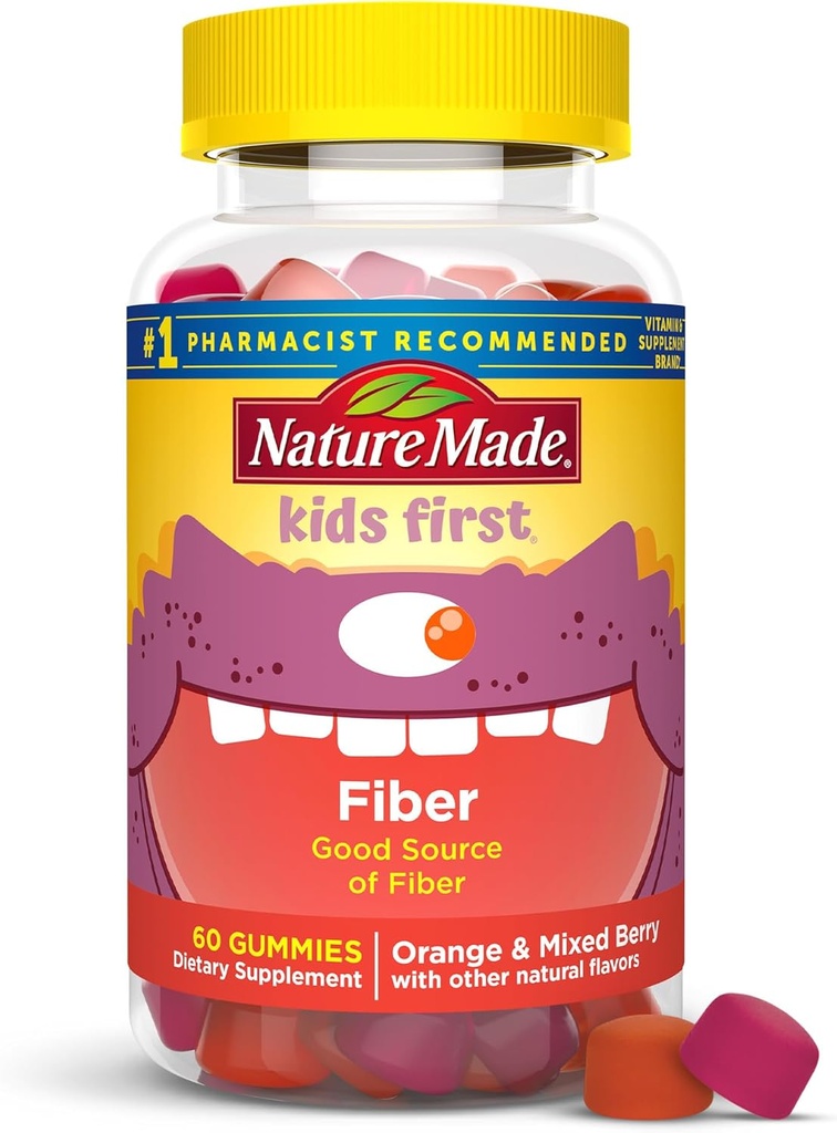 Narava Made Otroci First Fiber Gummies, Fiber dodatek za digestivno zdravstveno podporo, 60 Gummies, 30 dan dobave
