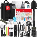 Survival Kit, 250Pcs Survival Gear Prva pomoč Komplet z Molle sistem Združljiva vrečka in urgentni šotor, komplet za nujne primere za potrese, Zunanji Adventure, Pohodništvo, Lov, Darila za moške