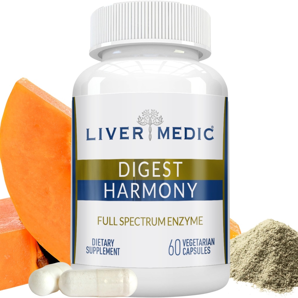 Prebava Harmonija Največja moč Prebavni encimi Gluten Občutljivost Lipaza, Proteaza, Celulaza, Aloe Vera za žolčnik, Bloating Relief and Digestive Discomfort – 60 kapsul