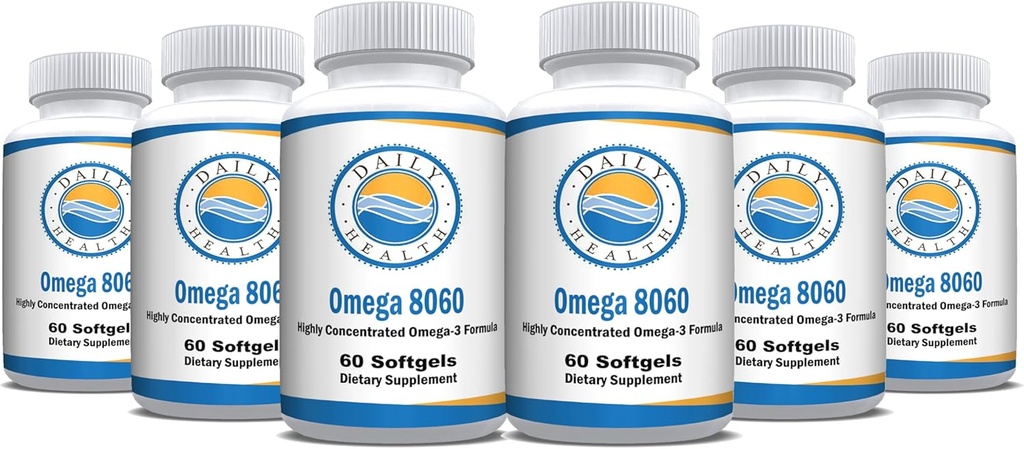 Omega 8060 2400mg Omega 3 Ribje olje Skupno zdravstveno dopolnilo 60 softgel - 6 Mesec oskrbe - 6pk