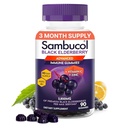 Sambucol Elderberry Gummies za odrasle z vitaminom C; cink; Sambucus Elderberry Gummies za imuno podporo z visokimi antioksidanti; Gluten prost; Vegan; 1 Gummy na serviranje; 90 Število (90 dnevna zaloga)