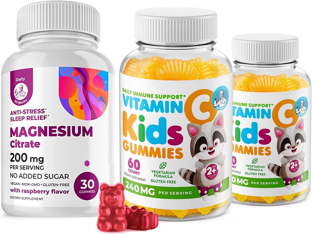 Vitamin C Gumijev 120 za otroke in odrasle 240 mg in Magnezij 200 mg Gumijev - Imunska podpora nizkosladko žvečljivi Gumi Vitamini za malčke z magnezijem mirni žveči za otroke in odrasle Sugar-free