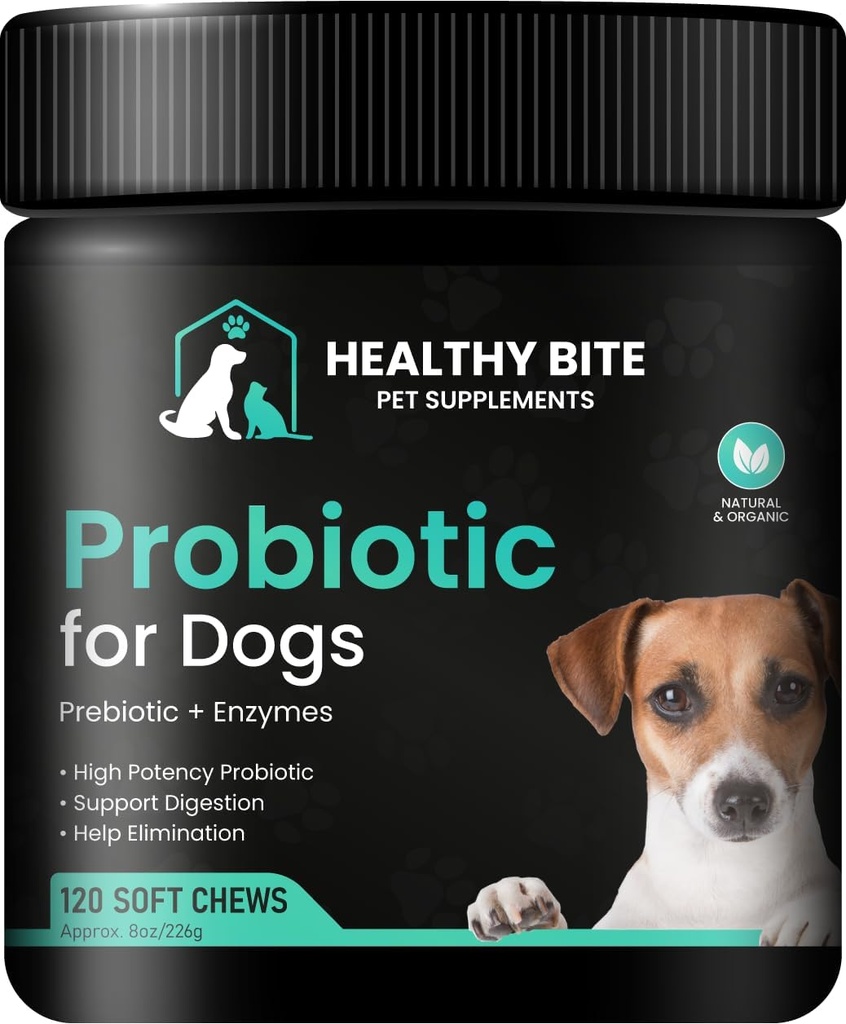 Zdrav probiotik ugrizov za pse - Probiotik psov za diarejo, črevesje in srbenje, 6 različnih bakterij, pasje probiotične žvečilke - Prebiotik za pse - Made in USA - 120 Count