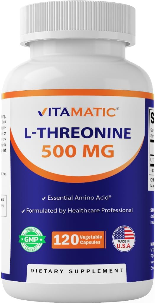 Vitamat L-treonin 500 mg – 120 rastlinskih kapsul spodbuja zdravo jetra, kardiovaskularno in strukturno funkcijo