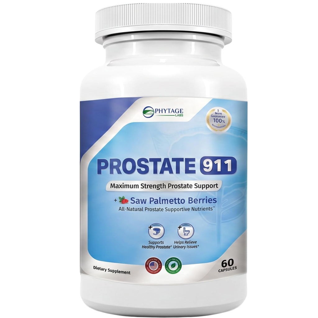 Prostata 911 Moški zdravstveni dodatek - žaga Palmetto podporna funkcija prostate (60 kapsul)