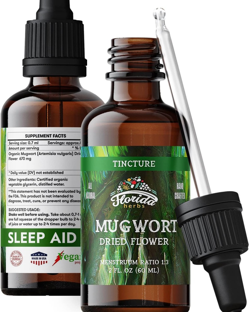 Mugwort Extract tekoče kapljice – Organic Relaxation, Podpora za spanje kapljice – Naravni Mugwort Tinkture - Made in USA - 2 Fl Oz