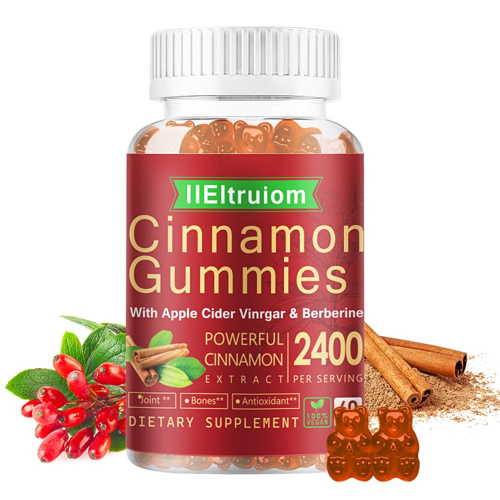 Ceylon Cinamon Gummies, Ceylon Cinamon 2400mg z Berberine, Kurkuma, Apple Cider Vinegar, Bitter Melon, Chromium - 60 Counts