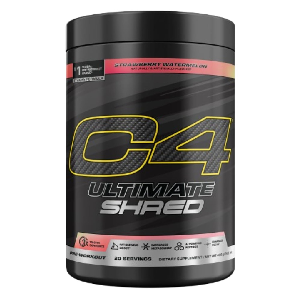 Cellucor C4 Ultimate Shred Pre Workout Powder, Fat Burner za moške in ženske, hujšanje dodatek z ingver koren ekstrakt, Jagodna lubenica, 20 Serving, 12.3 Ounce (Pack of 1)