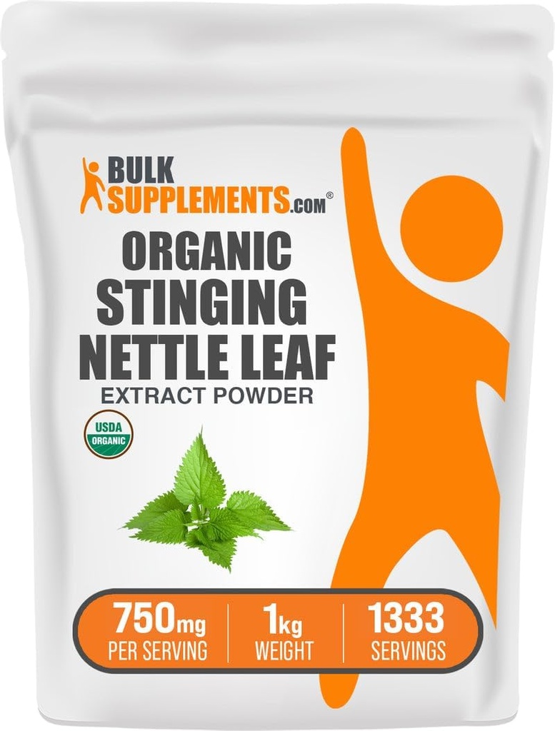 BulkSupplements.com Organic Sting Nettle Extract Powder - Nettle Leaf Extract, zeliščni dodatek - Vegan & Gluten Free, 750mg na serviranje, 1kg (2,2 lbs) (Pack of 1)