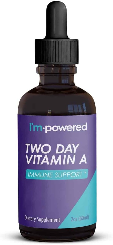Napolnjen sem z dvema dnevoma vitamina A - 2 oz Naravni vitamin A Kapljice 400.000 i.e. na postrežbo (3 ml), podpira imuno zdravje