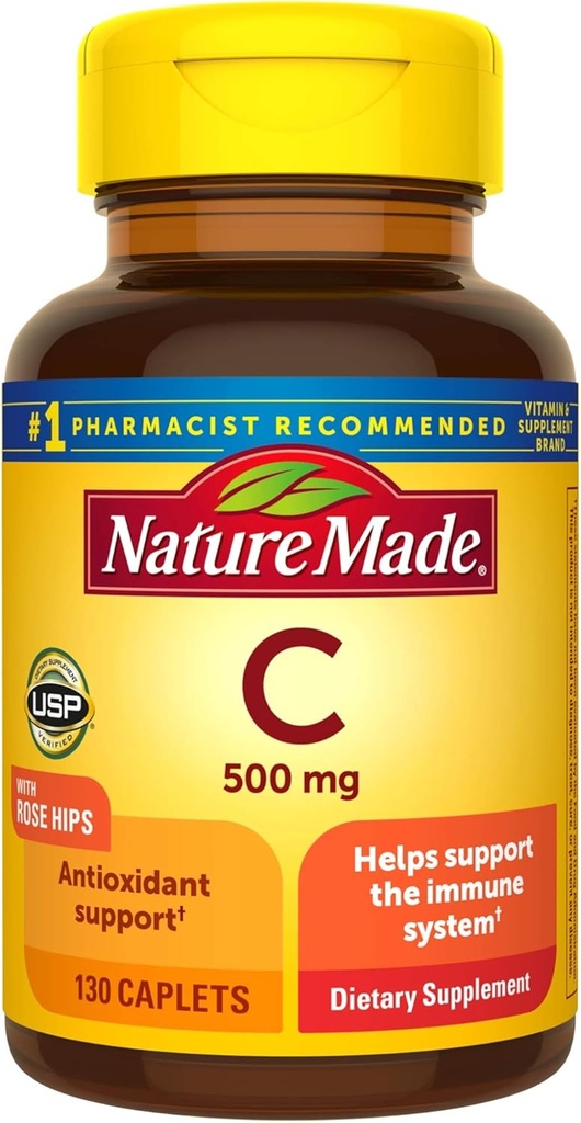 Vitamin C 500 mg Kapleti z Rose Hips, 130 Število