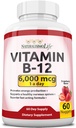 NaturalisimoLife Vitamin B12 6.000 mcg – Hitro raztapljanje jagodne arome – 60 Nuggets, Non-GMO, Vegan, Gluten Free