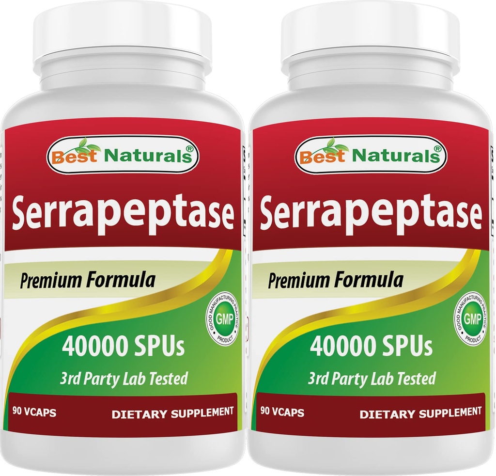 Najboljši naravni Serrapeptase 40000 SPU 90 Vcaps (90 število (Pack od 2))