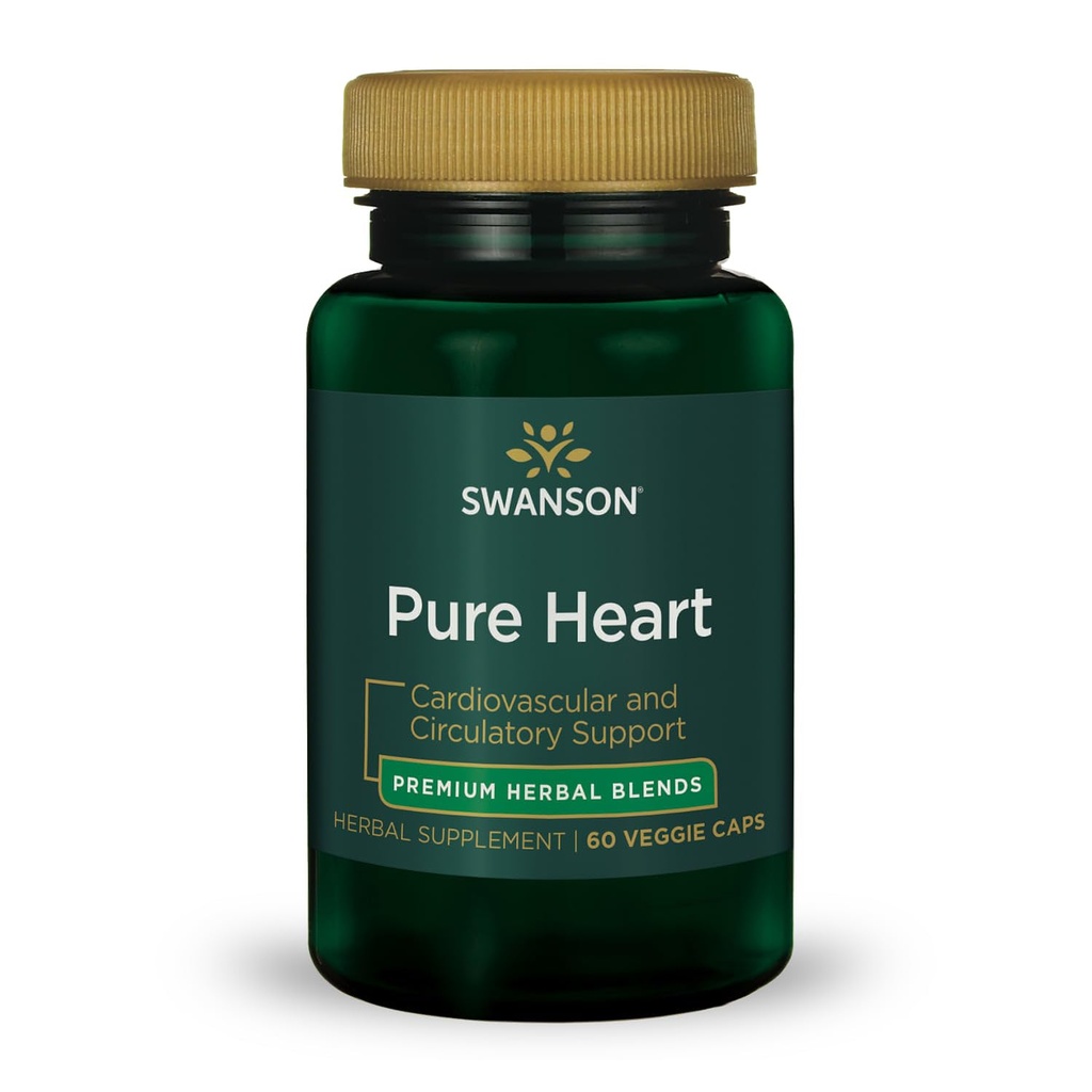 Swanson Pure Heart Cardiovasculation Zdravje Antioksidant Resveratrol Krvni tlak Holesterol Podpora Zeliščni dodatek 60 Veggie kapsule (Veg Caps) Vegan