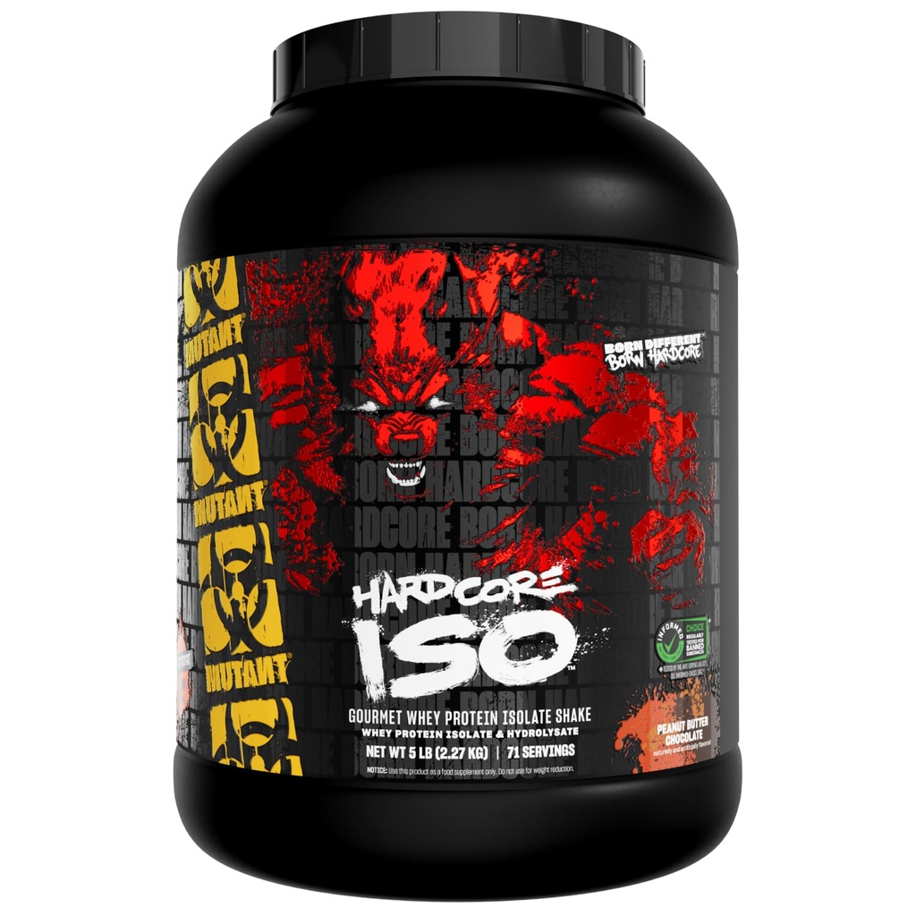 Mutant ISO Surge Whey Protein Isolate v prahu hitro pomaga obnoviti, zgraditi mišice, razsutem stanju in moči, 5 LB - arašidovo maslo čokolada