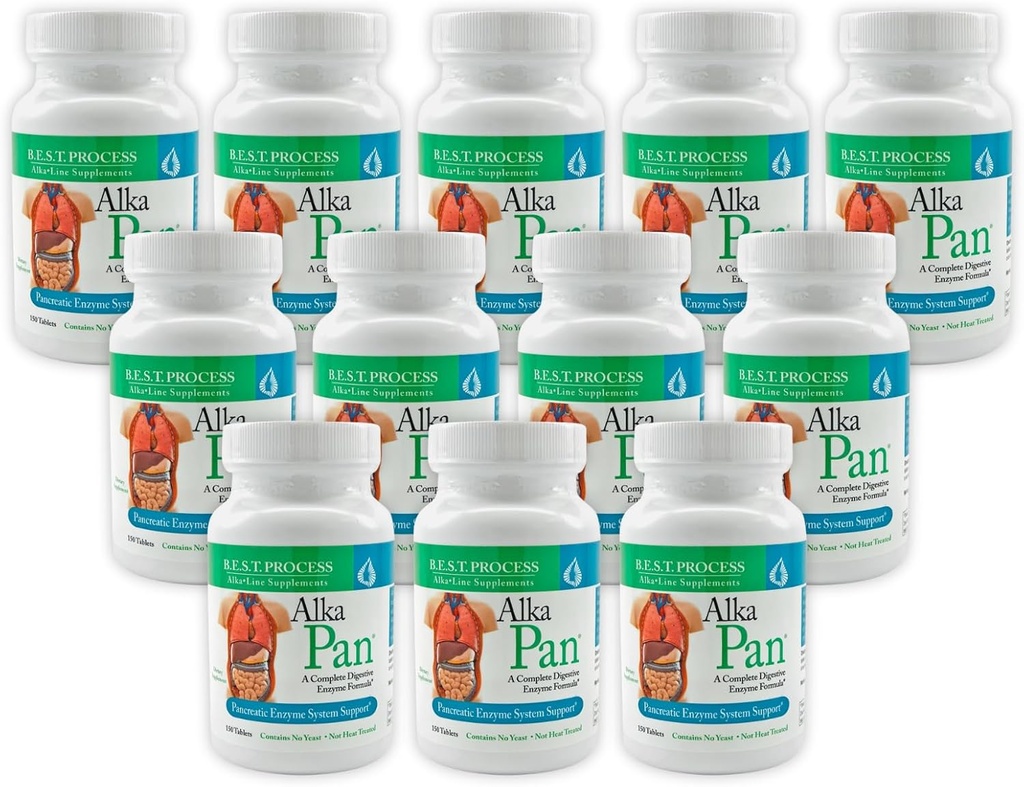 Alka•Pan (12 Pack) Najboljši proces Alkaline – Naravni prebavni dodatek – encimi trebušne slinavke z antioksidant-Rich Superfoods & Prebavna zelišča