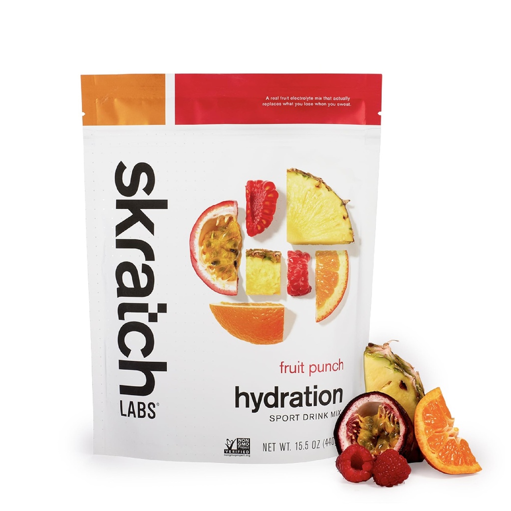Skratch Labs Hydration Sports Drink Mix – Real‑Fruit Electrolyte Powder for Fast Hydration & Endurance | Fruit Punch | 20 Servings | Vegan, Non‑GMO, Clean Ingredients