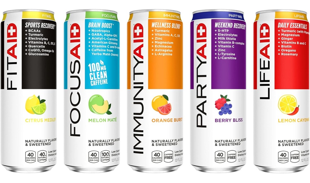 FITAID Post Workout Recovery Drink, Jagodna limonada, BCAA, glukozamin, Elektroliti, Vse v enem Can, Paleo, Vegan & Gluten-free, 40 Calories, 12 Fl Oz (Pack of 24)