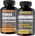 NooNajbolj avtentična korejska rdeča Panax ginseng + organska Ashwagandha z Ginkgo Biloba & črna paprika