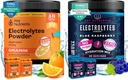 KLJUČNI HRANILCI Multivitaminski elektroliti Powder Bundele - Tangy Orange & Sweet Blue Raspberry - Brez sladkorja, brez kalorij - Hidracija, vzdržljivost in energijska dopolnila - 90 Servisi vsak - Made in USA