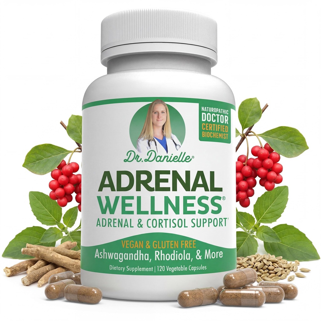 Adrenal Wellness Ashwagandha & More - Organski um, podpora telesa dr. Danielle, 120 kapsul
