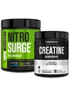 Jacked Factory NITROSURGE Pre Workout dodatek (modra malina) Kreatin monohidrat v prahu 150g za rast mišic, Povečana moč, Povečana energija