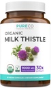 USDA Organic Milk Thistle Kapsule - 80% Silimarin Dopolnilo za Jetra Podpora - Super koncentriran 300mg od 30:1 Milk Thistle Extract Enakovreden 9.000mg - Milk Thistle Jetra Detox 60 Day Supply