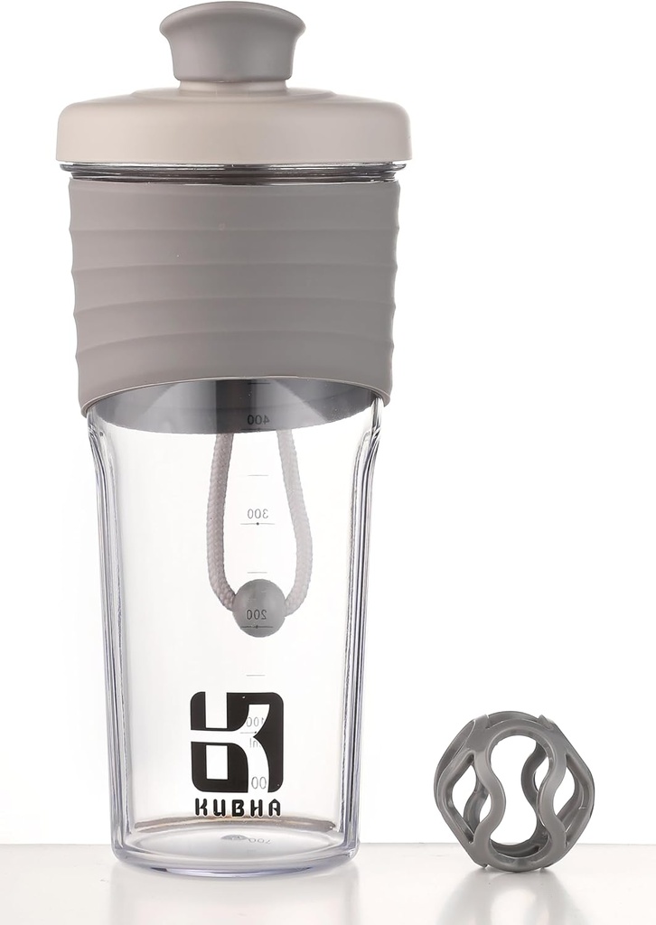 2nd Generation Shaker Steklenica za beljakovine z mešalno kroglico - kot nalašč za vadbo in zunanjo uporabo, 24 Ounces Whey Protein Shaker z jasno merjenje (Siva)