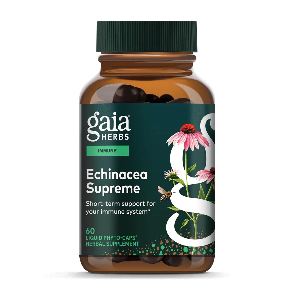 Gaia Herbs Echinacea Supreme - Imunska podpora dodatek - Echinacea Purpurea & Angustifolia Mešanica za podporo imunskega sistema* - 60 Veganski tekoči Phyto-Capsules (30-dnevna oskrba)
