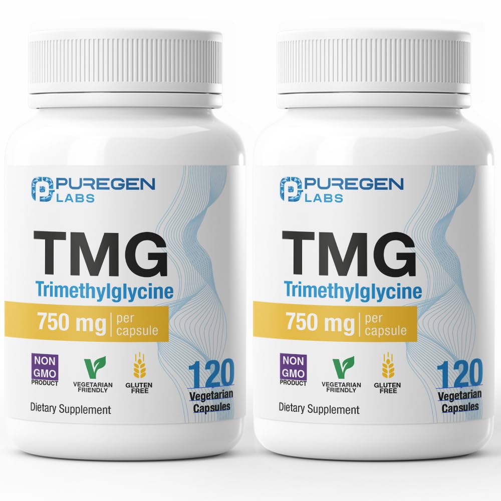 Puregen Labs TMG 750 mg – [High Potency] Trimetilglicin dopolnilo – spodbuja zdrave Homocistein ravni, ne-GMO, NO Gluten in Mlekarna 