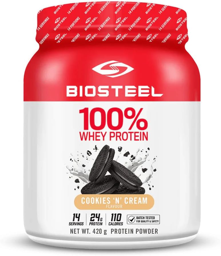 BIOSTEEL 100% Whey Protein Powder - Piškotki in krema, 14 Serving, 24g proteini, Whey Protein for Pro športniki, brez sladkorja, rBGH brezplačno, ne-GMO, Izboljšana regeneracija in izgradnjo mišic