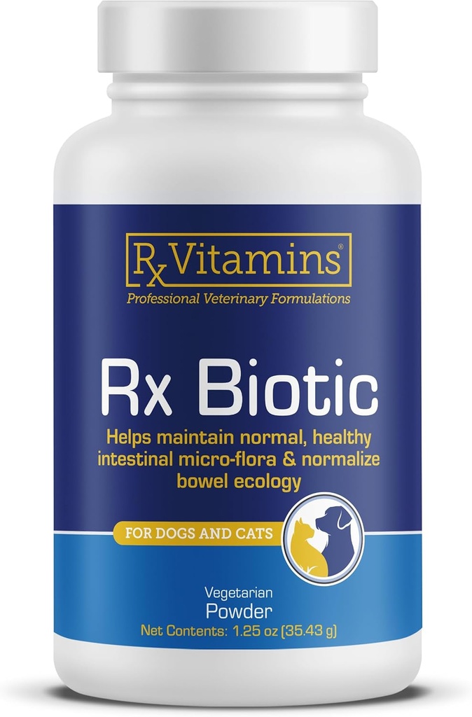Rx Vitamini Rx Biotic - Probiotik Prašek za pse in mačke - Mačke Prebavna podpora & Probiotik za pse Zdravje Gut - Psi Probiotiki za prebavno zdravje - 1,25oz