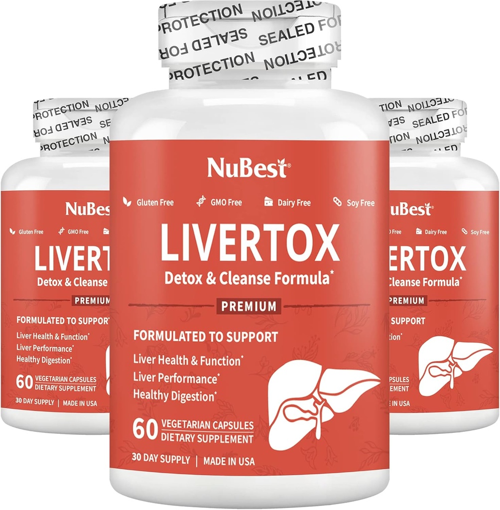 NuBest LiverTox - Premium LiverHealth Formula - Jetrna čistila, Detox in popravila - z mlekom Thistle, Choline, Beet, Kurkurja, Artichoke & Dandelion - 3 Pack 