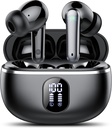 Brezžične slušalke, Bluetooth 5.3 Slušalke Big Bas Stereo, Slušalke z mikrofonom Prekliči Mic LED zaslon, v ušesnih slušalkah IP7 vodoodporna, 50H Predvajanje za šport, Črna