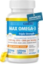Maksimalna Slim Max Omega 3 Ribje olje tablete - Trojna moč ribje olje dodatek (2000 mg Skupaj Omega 3 Maščobne kisline: 600mg DHA + 800 mg EPA na obrok)