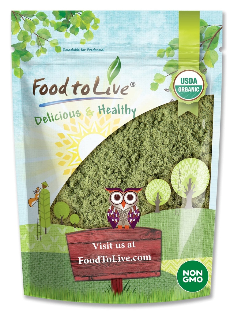 Hrana v živo organski alfa v prahu, 1,5 funti - Non-GMO, Surovo posušeni celi mladi listi, Vegan, Super za peko, sokovi, napitki, pretresi, čaj, in pijače. Dober vir prehranske vlaknine in beljakovin