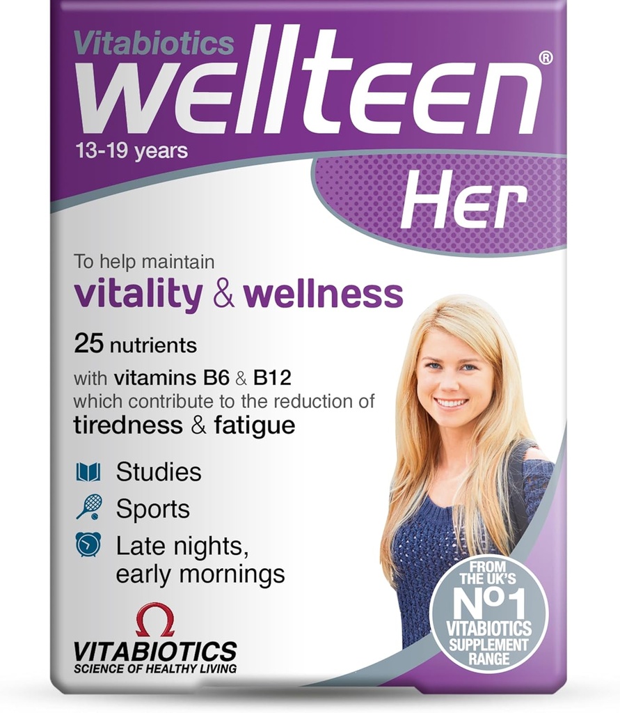Vitabiotics Wellteen Her - Hranilna podpora najstnikom in mladim ženskam v starosti 13-19 - 30 tablet