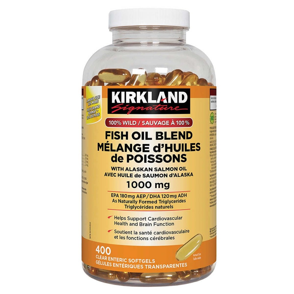Costco podjetja Inc. Kirkland Podpis 100% Wild Fish Oil mešanica z Aljaski Salmon Oil, 1000mg, 400 Softgels