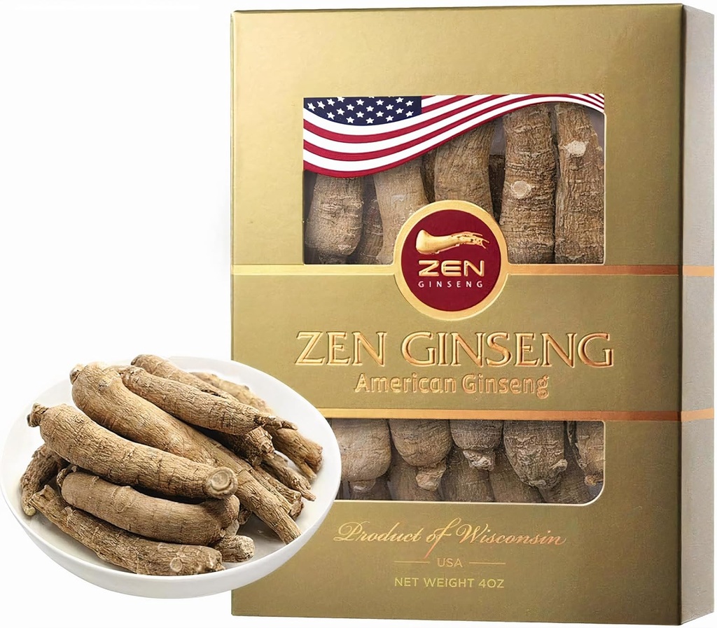 1 Box of American Wisconsin Ginseng Super dolgo Jumbo Root (4oz) Uspešnost in duševno zdravje za moške in ženske