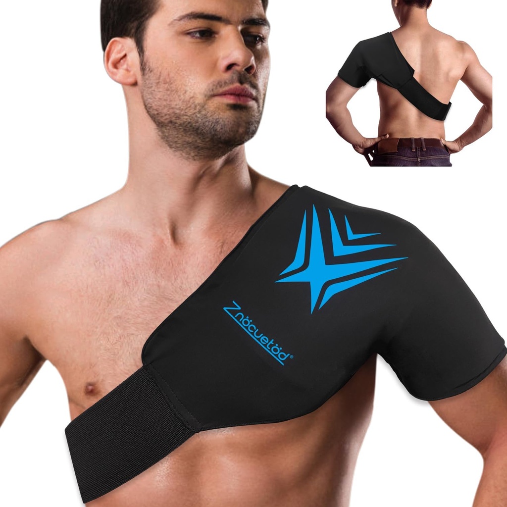 Rana Ledeni paket Rotator Cuff Hladna terapija Fleksibilna Repable Gel Hladni paket Kompresijski ovoj za poškodbe bolečine Relief & Tendonitis, Recovery Po operaciji ramen, Oteklina(črna)