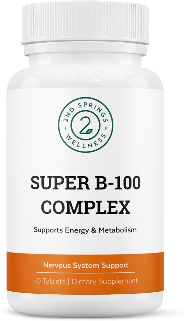 Super B-100 Complex - Visoka jakost B Vitamin kompleks z B-6, B-12, Folat, Niacin, Biotin, Choline, Inositol in PABA za energijo, presnovo, podporo za možgane in živce