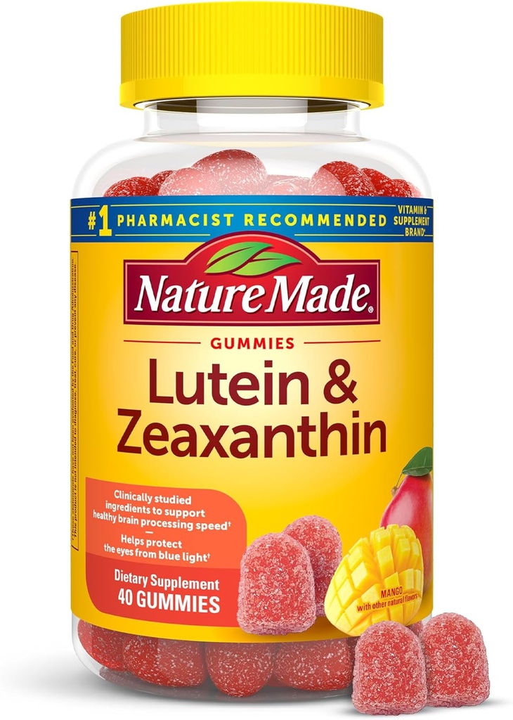 Narava narejena Lutein & Zeaksantin Gummies, oči in možgani dodatek, 40 Vegan Gummies, 20 dan dobave