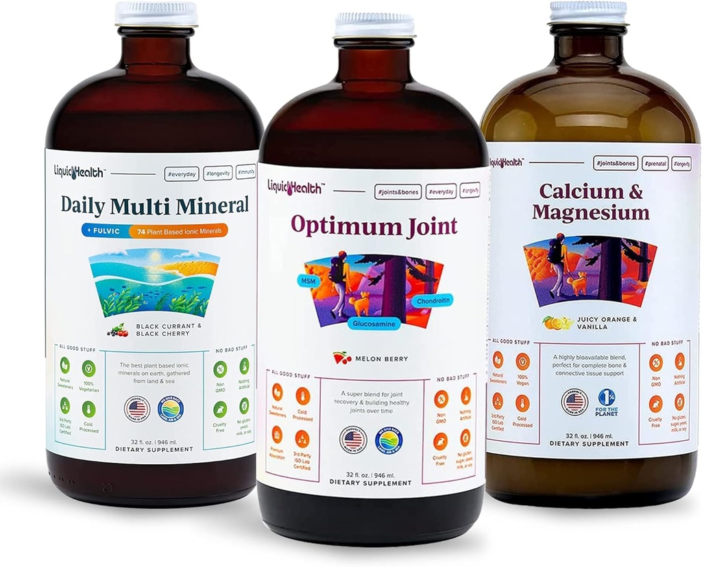 LIKVIDHEALTH mišice, kosti, & sklepi Tekoči vitamin paket z dnevno multi mineral, Optimum skupni tekoči glukozamin, in kalcij & magnezij dopolnila - kosti in skupno zdravje, Vegan, Non-GMO