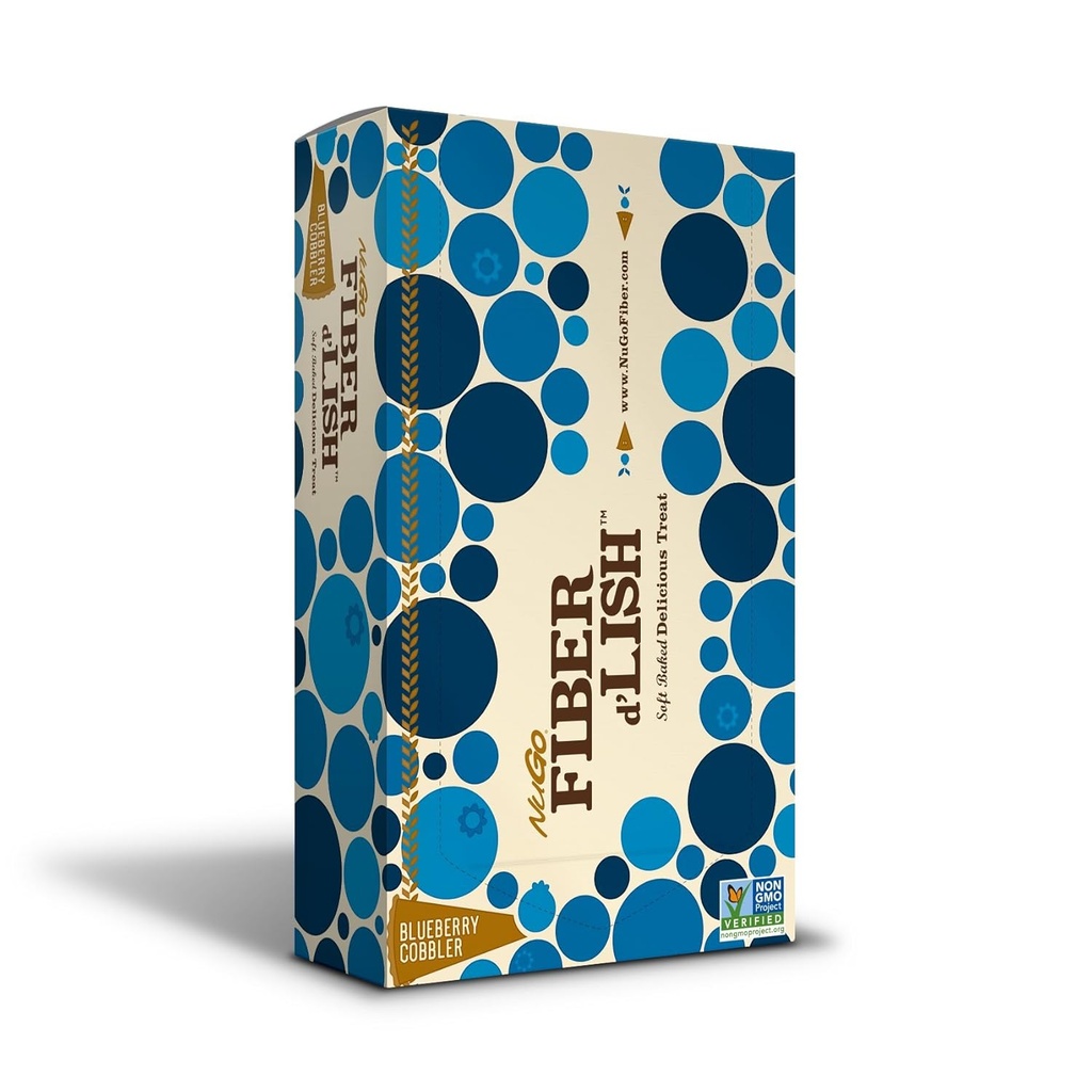 NuGo Fiber d'Lish Blueberry Cobbler, 12g High Fiber, Vegan, 150 Kalorij, 1.6 Ounce (Pack z dne 16)