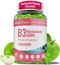 Niacinamid 500mg Gumies, žvečljivi vitamin B3 dodatek z Resveratrol 500mg, Niacin visoke jakosti za antioksidant, zdravje kože in možganov, Imunska podpora, Vegan Apple Flavor, 60 Število