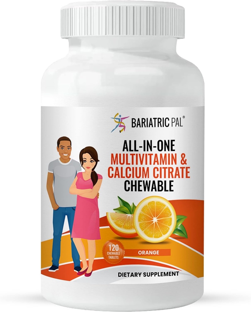 BariatricPal "ALL-IN-ONE" žvečljivi multivitamin s kalcijevim citratom in železom - oranžna (PLEARANCE: Best do 30. junija 2025)