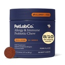 PetLab Co. Alergy & Immune Daily Probiotics za pse. Podpira proizvodnjo kvasa, Sezonske alergije, Intermitentna srbenje, Gut & Digestive Health - 30 Chews za majhne pse - pakiranje lahko Vary